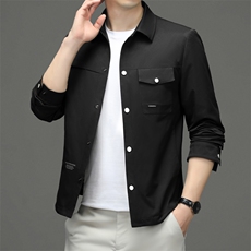 春秋季休闲夹克男新款时尚翻领工装薄款高端潮牌男士外套中年男装，男装夹克，电商B212（原钱塘6029）
