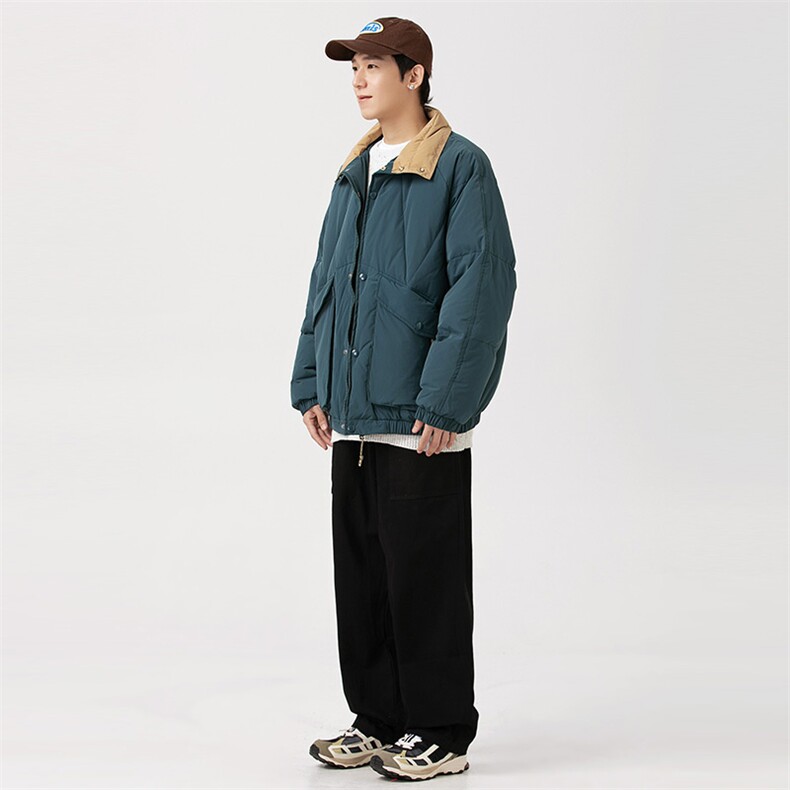 外27-2日系翻分拼接大口袋羽绒服90白鸭绒(新标)YR06-P249,男装羽绒服,新杭派外27-2