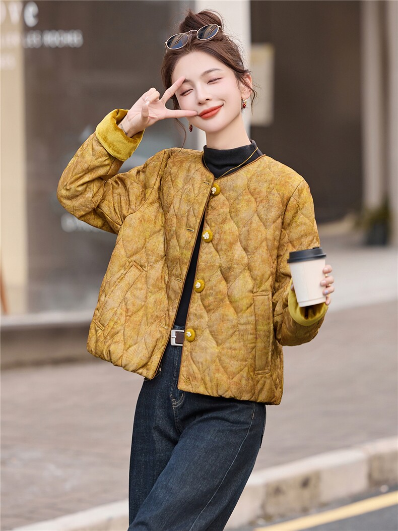 现货新中式棉服夹棉外套女2025新款冬季洋气棉袄年轻款短款棉衣,女装棉衣/棉服,仟媚宠