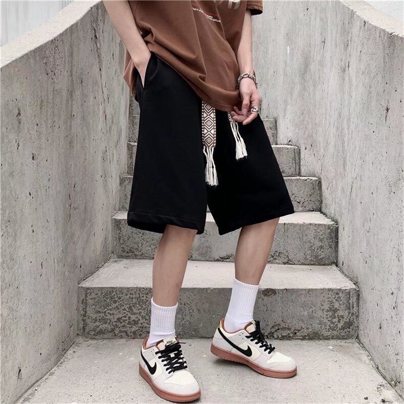 夏季新款排扣设计感运动短裤潮流休闲五分阔腿裤子,男装牛仔裤,星座410-7