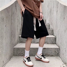 夏季新款排扣设计感运动短裤潮流休闲五分阔腿裤子，男装牛仔裤，星座410-7
