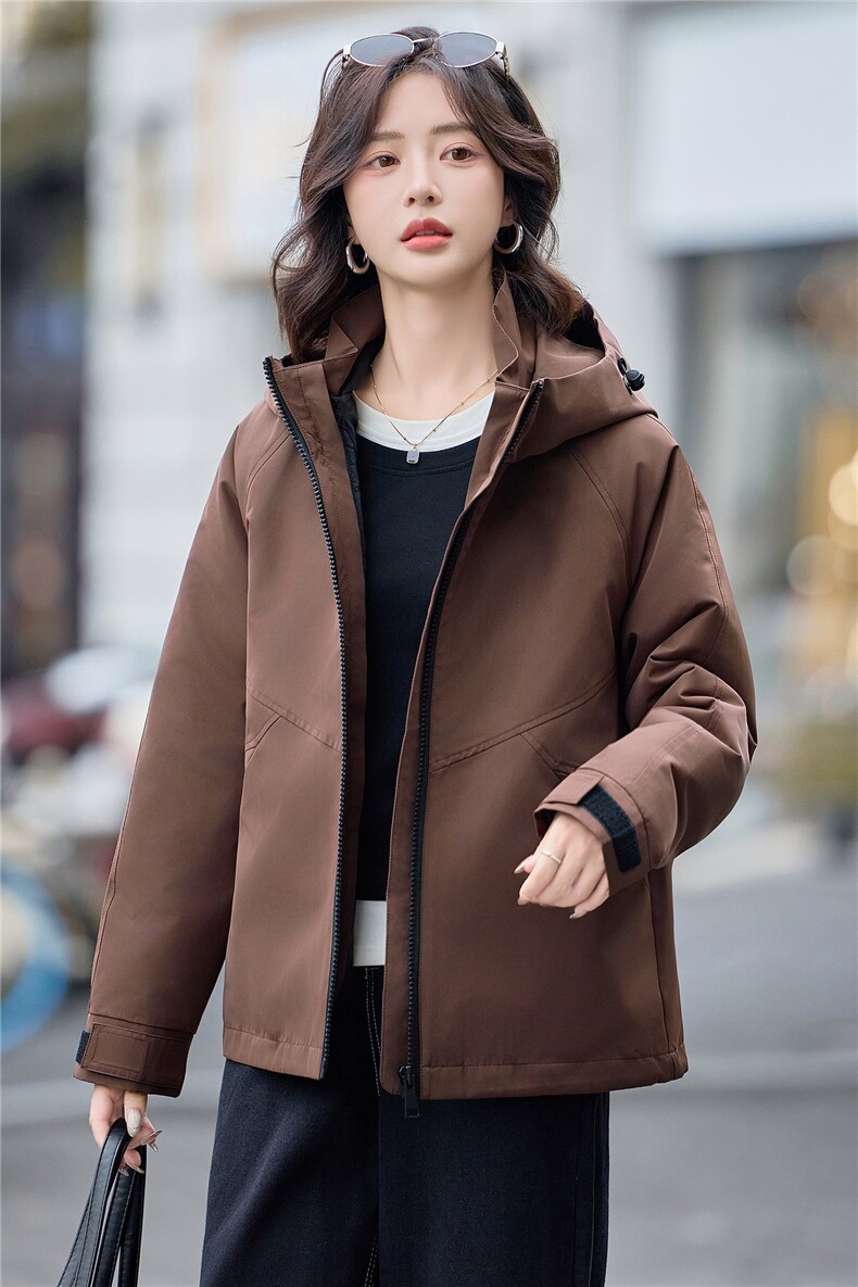 2025年冬季可脱卸两件套休闲连帽短款外套,女装棉衣/棉服,文熹诺