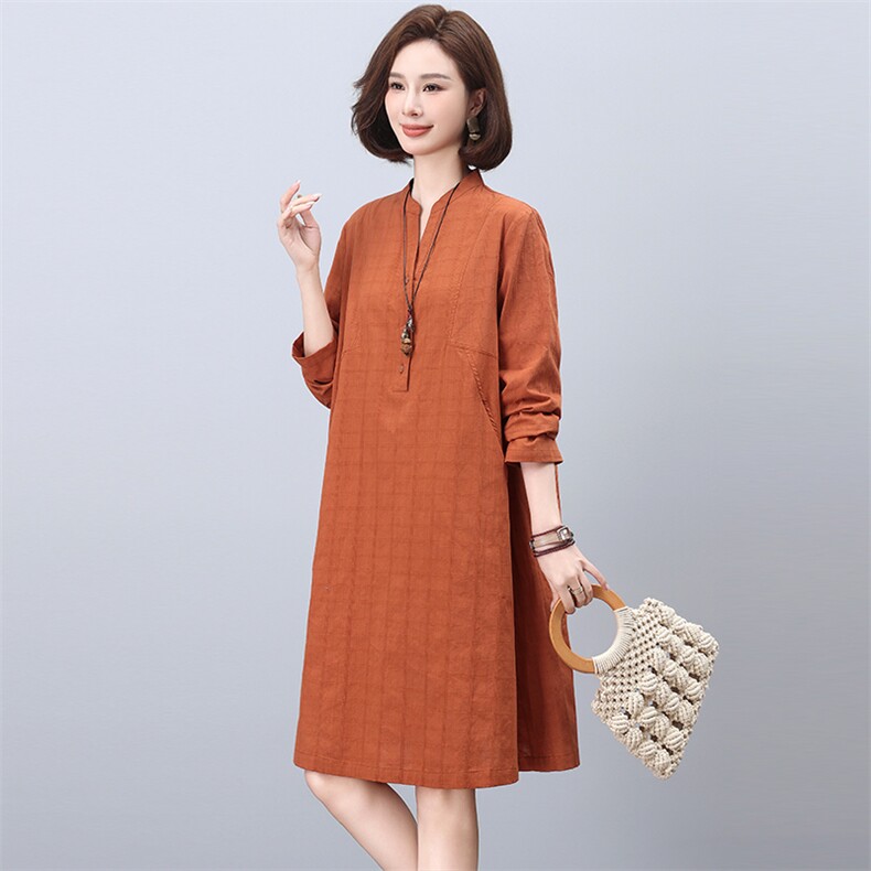 连衣裙女2025新款春秋时尚爆款遮肚显瘦中年妈妈休闲洋气提花裙子，女装连衣裙，忆绮罗