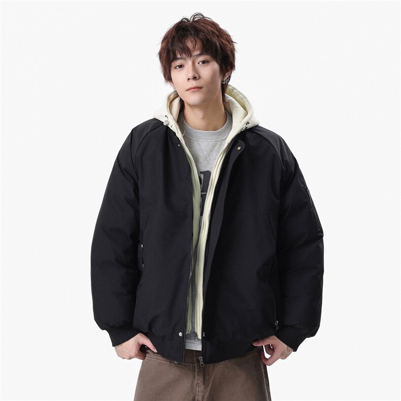 新款冬季大码羽绒棉服棉袄连帽假两件韩版宽松外套A436-2583-P95图片