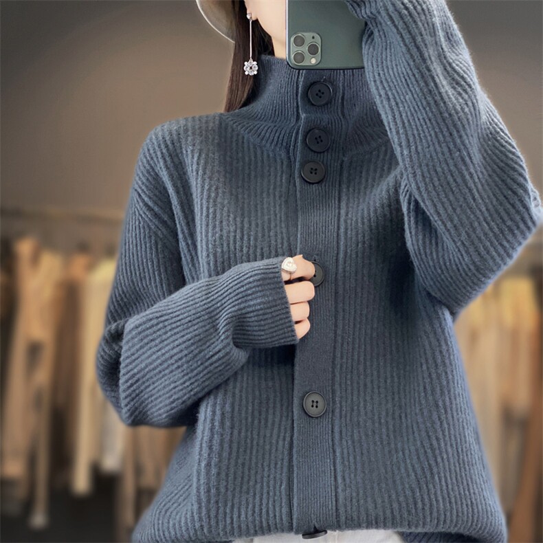 2025年秋季新款百搭女士抽条羊毛开衫,女装羊毛衫,春贝羊绒