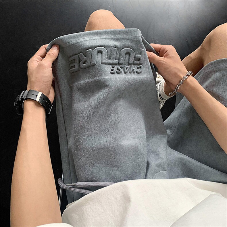 B266-TY06-P40控5823夏季新款宽松麂皮绒拼块短裤五分裤,男装牛仔裤,星座B257-1