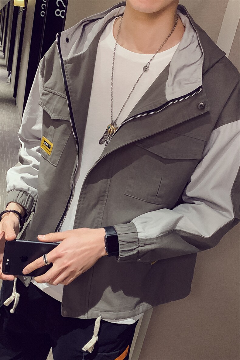 2021春季新款外套男士休闲工装夹克连帽棒球服韩版潮DS324TP95,男装夹克,电商A102