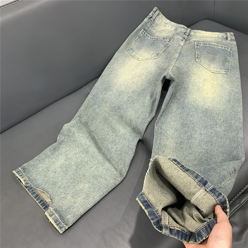 xz905-Z046#P65美式高街宽松阔腿牛仔裤,男装牛仔裤,星座905