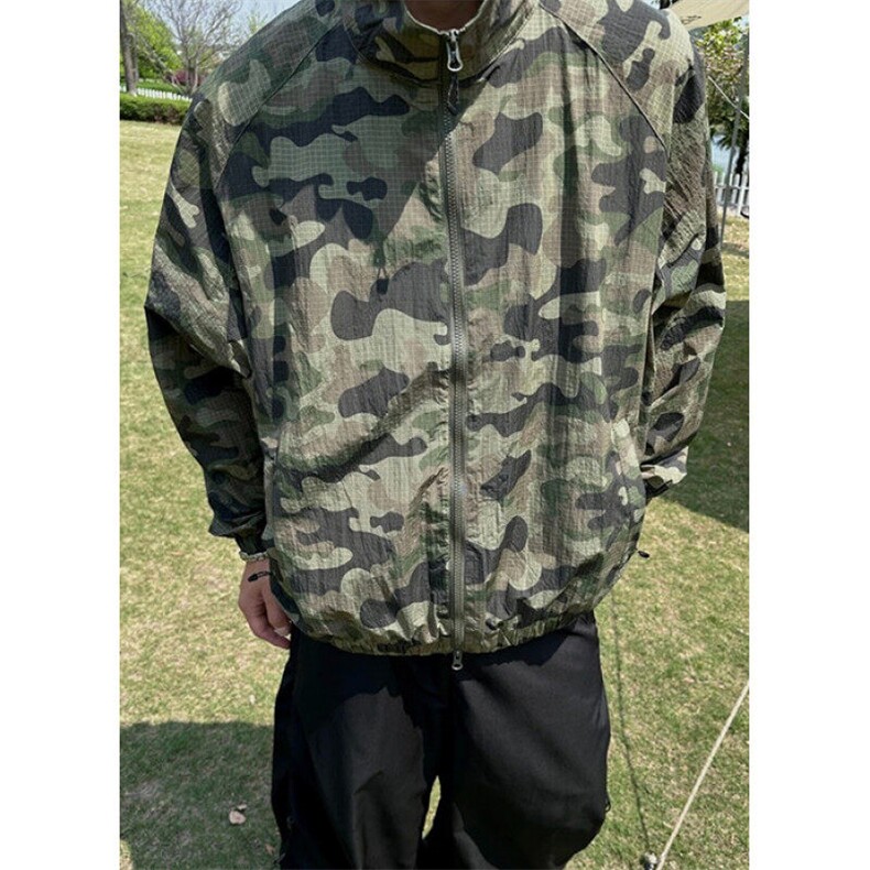 军绿色迷彩防晒服男夏季轻薄速干防晒衣痞帅冲锋衣夹克 JY197图片