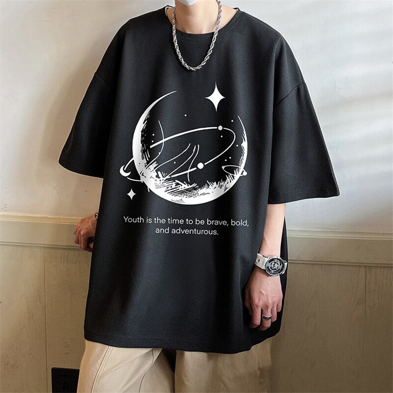 华夫格t恤男短袖男大码五分袖HT73457-P22，男装T恤，电商A040