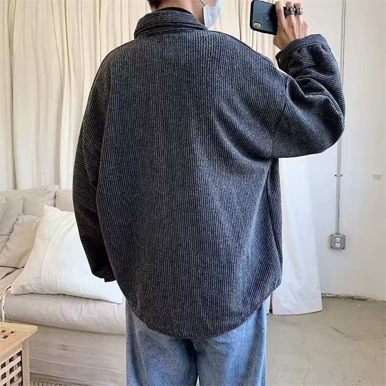 韩版日系灯芯绒衬衫男士休闲磨毛外套春秋季潮长袖衬衣MY808/P38,男装衬衫,星座506