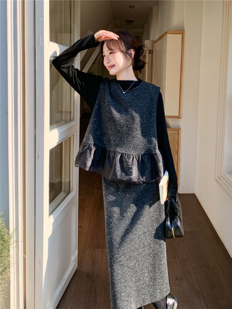 2026年春季新款高级感毛呢时尚套头马甲三件套装女气质套裙,女装套装/套裙,艾米莉亚
