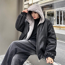 xz514-816-P125新款上线【座山雕】毛绒连帽棉服，男装棉衣，星座514