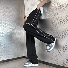 夏季休闲裤男潮牌ins垂感直筒裤子宽松港风潮流阔腿裤K4504-P35，男装休闲裤，星座1109-1