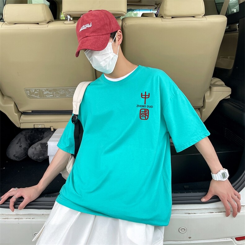 T2070P28港风外景2023夏季新款港风宽松大码风棉麻短袖T恤,男装T恤,星座510A-1