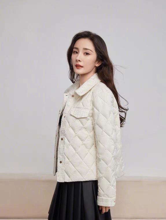 2022新款明星同款洋气拼接小香风90%白鸭绒羽绒服,女装羽绒服,L·H·X
