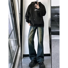 B221美式ins高街暗黑光版修身微喇牛仔裤LK23137-P55控78，男装牛仔裤，电商B221