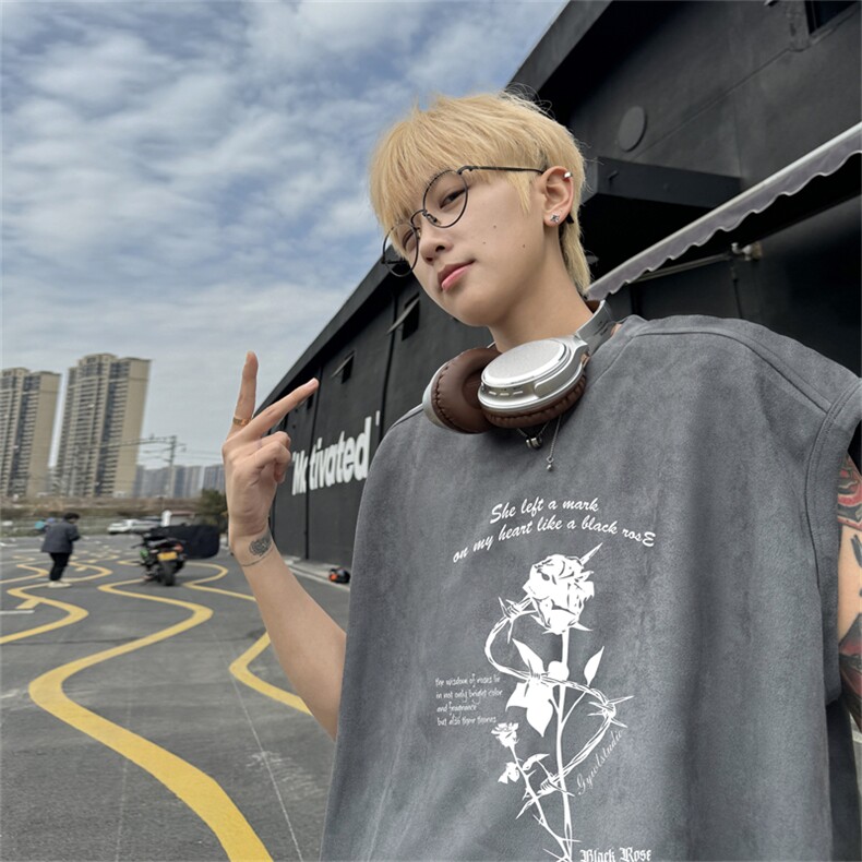 麂皮绒背心坎肩男T恤美式港风潮JB420-特P19控38,男装背心/马甲,电商B370