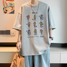 已注册/夏季内景纯棉趣味涂鸦印花短袖T恤男宽松打底DT00095/P25，男装T恤，电商B316