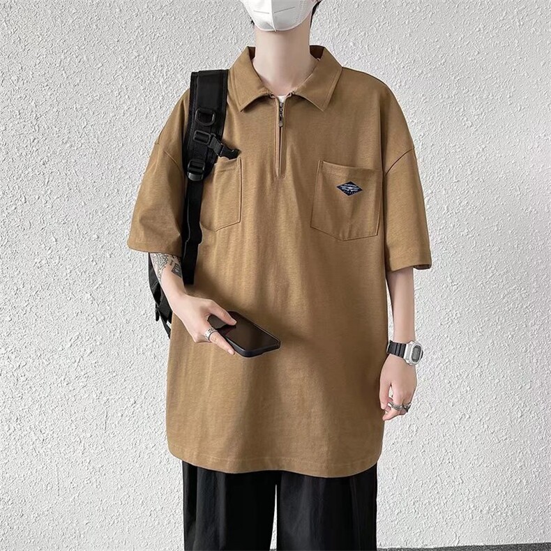 POLO衫男港风潮流宽松百搭2026夏季新款ins个性T恤WB074-P38,男装T恤,星座412