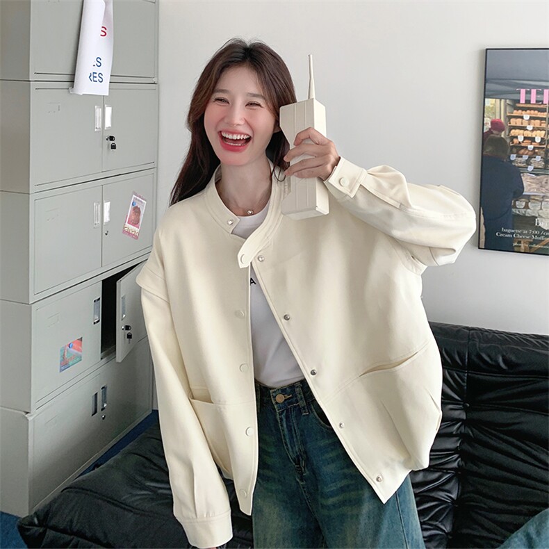 韩系chic别致棒球服外套女春季2025新款学院风减龄小个子夹克上衣,女装短外套,2C052