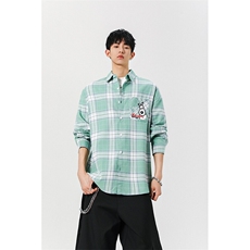 8XL-M小狗格子衬衫男长袖2025春情侣款寸衣宽松衬衣CS519P58控78，男装衬衫，电商D206-1