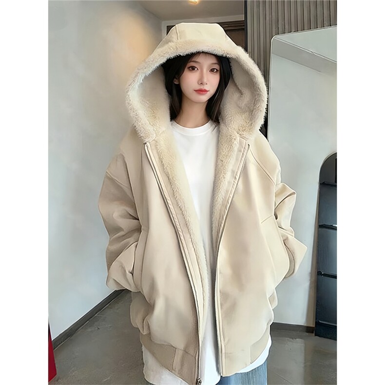 仿兔毛连帽座山雕外套美式皮棉衣男冬季加绒加厚棉服TT318 P118图片
