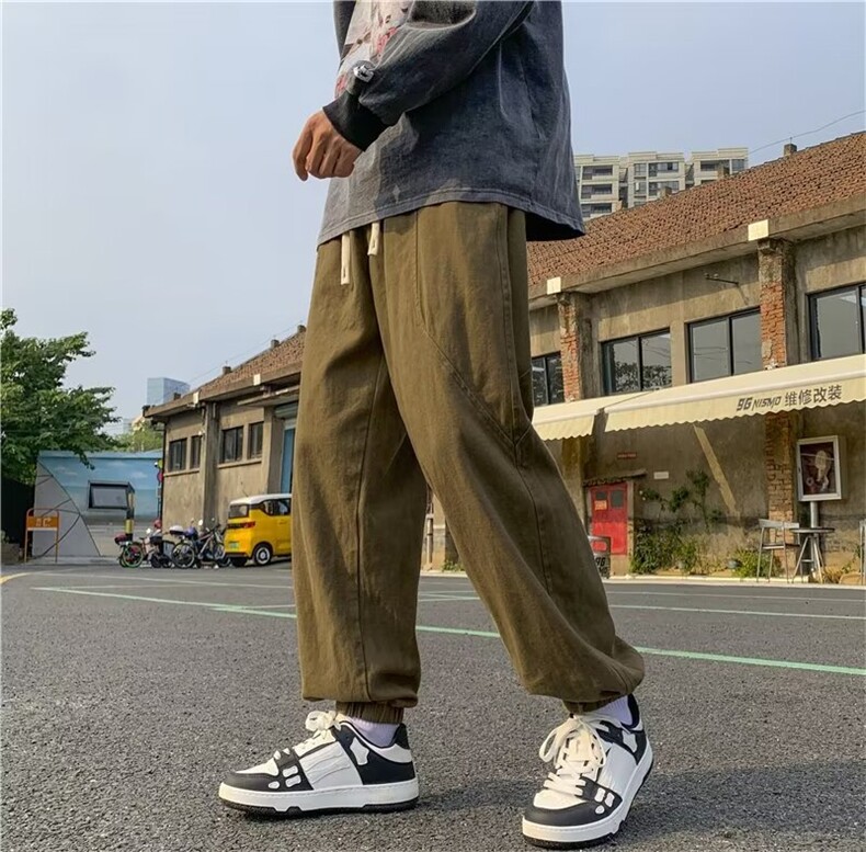日系工装裤男秋冬束脚宽松阔腿设计感小众痞帅潮牌长裤HK628-p40,男装休闲裤,星座1008