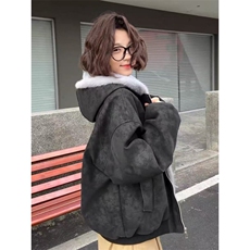 现货1万件座山雕加绒荔枝纹PU皮连帽宽松棉衣M009特P80，男装棉衣，星座205-3