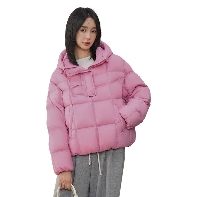 现货2025年冬季新款90白鸭羽绒休闲风套头羽绒服女外套,女装羽绒服,阳光伊恋
