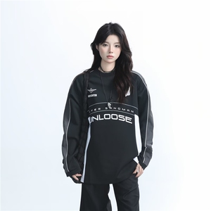 春秋个性机车机能卫衣圆领长袖上衣男女款宽松赛车服WY04 P42图片