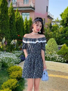 夏季碎花连体裤图片