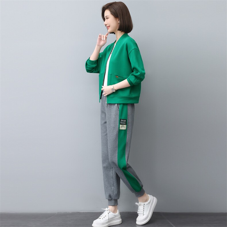 时尚休闲卫衣两件套女春秋新款宽松显瘦运动套装百搭潮流外套长裤,女装套装/套裙,依恋蒂丝
