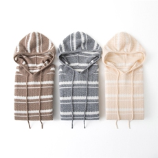 2025年秋季时尚百搭通勤简约休闲条纹帽衫，女装羊绒衫，轩妮羊绒