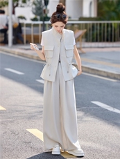 时尚套装女2026夏新款高级感气质轻熟风洋气马甲休闲阔腿裤三件套，女装套装/套裙，艾仟回(原伊仟回)