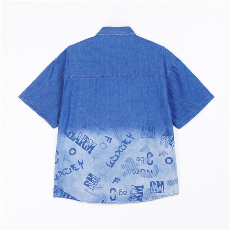 美式高街潮牌休闲上衣潮流宽松短袖衬衫A086-CS2227-P65,男装T恤,电商基地A086