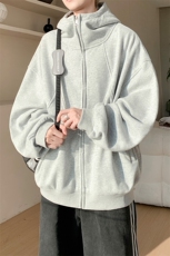 内景秋冬港风大码拼接开衫卫衣男宽松连帽外套WY00741/P55加绒P60，女装短外套，电商B316