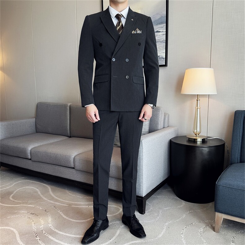西服套装男士三件套商务职业正装小西装韩版修身伴郎新郎结婚礼服，男装西服套装，星座505-2（原电商A260-1)