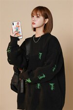M6122/P70秋冬中性风毛衣撞色个性毛衣男女针织衫潮大码上衣毛衫，男装针织衫/毛衣，电商A141
