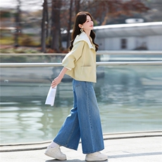 拼接撞色短款风衣女2026年秋季长袖连帽风衣女外套，女装短外套，鑫源服饰