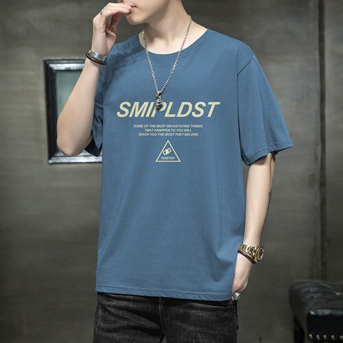 夏季新款2026男士字母印花短袖T恤潮学生班服夏天1210-2-DT33-P10,男装T恤,星座1816-2（原1210–2）