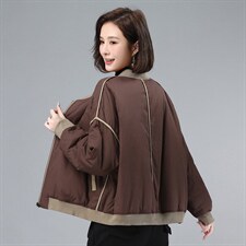 2021年冬季宽松减龄拼接夹棉外套文艺，女装棉衣/棉服，叶笙衣