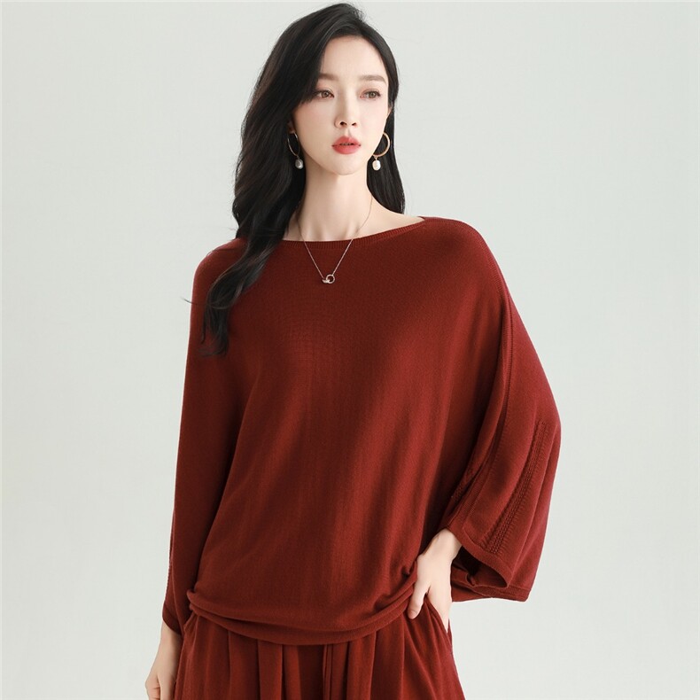 2025秋冬百搭时尚简约圆领长袖宽松针织衫，女装针织衫/毛衣，雅之冉羊绒