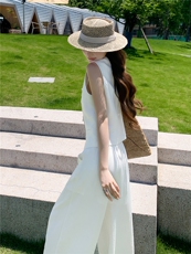 时尚洋所马甲套装女夏季新款职场风V领西装马夹外套阔腿裤两件套，女装套装/套裙，水衣源