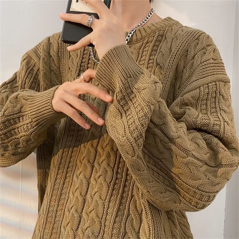 圆领毛衣男港味2023秋季复古日系针织衫B037P43,男装针织衫/毛衣,星座1116-2