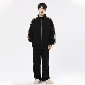 拼色三条杠撞色开衫卫衣大码宽松休闲立领外套W4602-P52【特价】图片