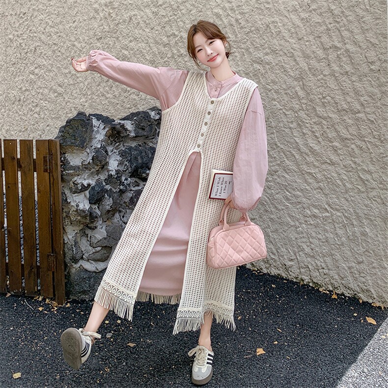 2026春装宽松粉色裙+蕾丝罩衫两件套2C090-1270-P155-K228,女装套装/套裙,2C090