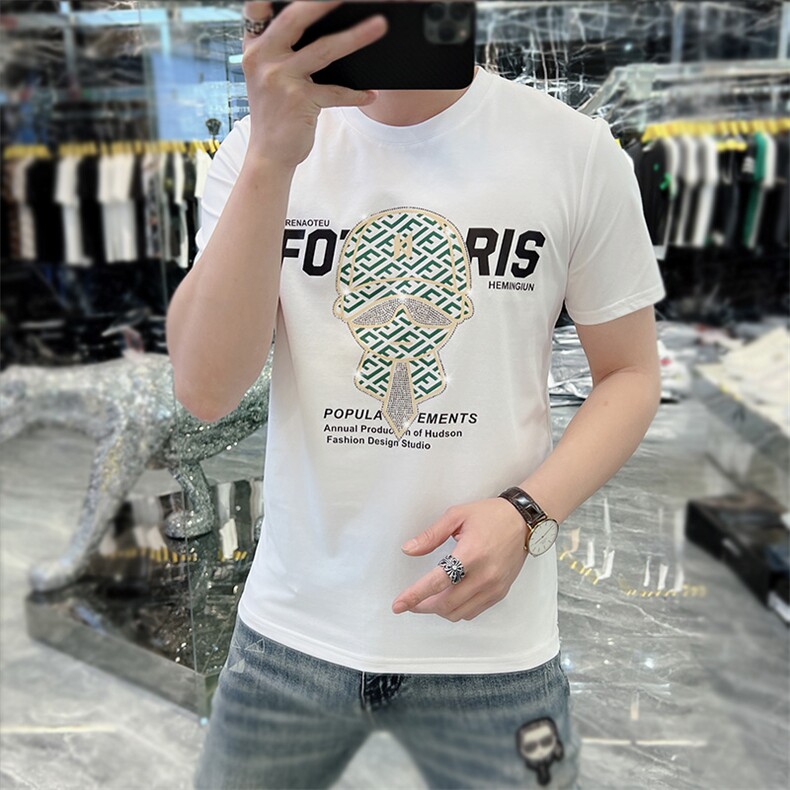 新款时尚高端精品欧货夏季男T恤短袖潮流抖音A227B-A-723-P48图片