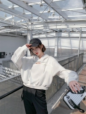 秋季个性韩版假两件连帽卫衣，女装卫衣/绒衫，非次元