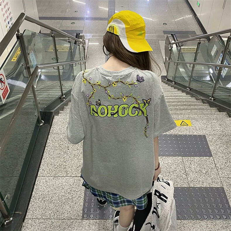 万针全刺绣工艺高品质260克双纱纯棉美式高街短袖T恤特P33,男装T恤,电商A486